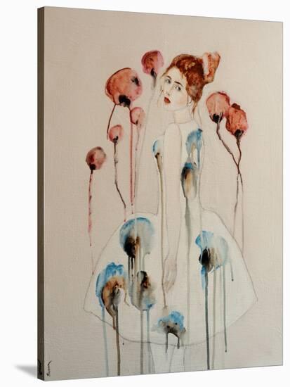 Redhead with Poppies, 2016-Susan Adams-Stretched Canvas