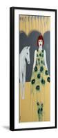 Redhead with White Horse and Blue Green Flowers, 2016-Susan Adams-Framed Giclee Print