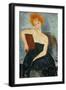 Redheaded Girl in Evening Dress, 1918 (Oil on Canvas)-Amedeo Modigliani-Framed Giclee Print