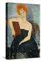 Redheaded Girl in Evening Dress, 1918 (Oil on Canvas)-Amedeo Modigliani-Stretched Canvas