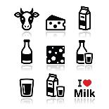 Dairy Products - Milk, Cheese Vector Icons Set-RedKoala-Art Print