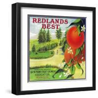 Redlands Best Orange Label - Redlands, CA-Lantern Press-Framed Art Print