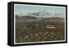 Redlands, CA - Mountain & Orchard Scene-Lantern Press-Framed Stretched Canvas