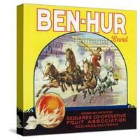 Redlands, California, Ben-Hur Brand Citrus Label-Lantern Press-Stretched Canvas