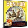 Redlands, California, Ben-Hur Brand Citrus Label-Lantern Press-Mounted Art Print