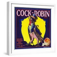 Redlands, California, Cock-Robin Brand Citrus Label-Lantern Press-Framed Art Print