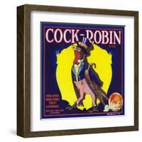 Redlands, California, Cock-Robin Brand Citrus Label-Lantern Press-Framed Art Print