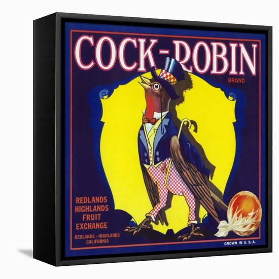 Redlands, California, Cock-Robin Brand Citrus Label-Lantern Press-Framed Stretched Canvas