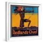 Redlands Chief Orange Label - Redlands, CA-Lantern Press-Framed Art Print