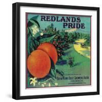 Redlands Pride Orange Label - Redlands, CA-Lantern Press-Framed Art Print