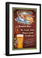 Redmond, Washington - Aviator Beer-Lantern Press-Framed Art Print