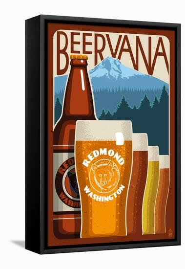 Redmond, Washington - Beervana Vintage Sign-Lantern Press-Framed Stretched Canvas