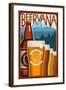 Redmond, Washington - Beervana Vintage Sign-Lantern Press-Framed Art Print