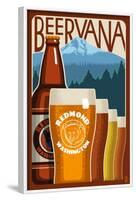 Redmond, Washington - Beervana Vintage Sign-Lantern Press-Framed Art Print