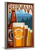 Redmond, Washington - Beervana Vintage Sign-Lantern Press-Framed Art Print