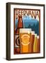 Redmond, Washington - Beervana Vintage Sign-Lantern Press-Framed Art Print