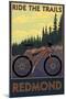 Redmond, Washington - Ride the Trails-Lantern Press-Mounted Art Print