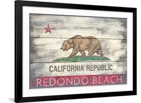 Redondo Beach, California - Barnwood State Flag-Lantern Press-Framed Art Print