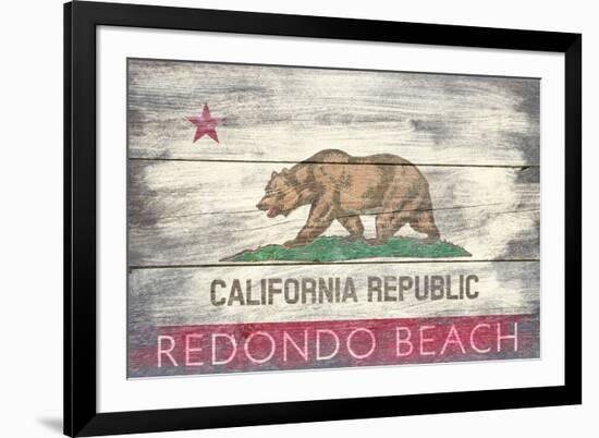 Redondo Beach, California - Barnwood State Flag-Lantern Press-Framed Premium Giclee Print