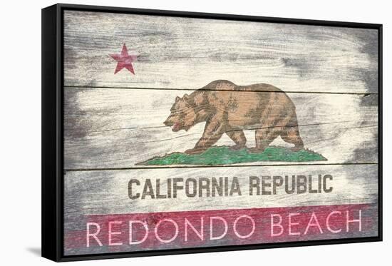 Redondo Beach, California - Barnwood State Flag-Lantern Press-Framed Stretched Canvas