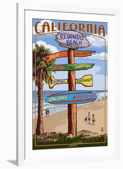 Redondo Beach, California - Destination Sign-Lantern Press-Framed Art Print