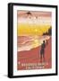 Redondo Beach, California - Kite Flyer-Lantern Press-Framed Art Print