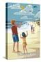 Redondo Beach, California - Kite Flying-Lantern Press-Stretched Canvas