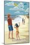 Redondo Beach, California - Kite Flying-Lantern Press-Mounted Art Print