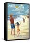 Redondo Beach, California - Kite Flying-Lantern Press-Framed Stretched Canvas