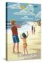 Redondo Beach, California - Kite Flying-Lantern Press-Stretched Canvas