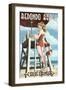 Redondo Beach, California - Lifeguard Pinup-Lantern Press-Framed Art Print