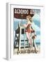 Redondo Beach, California - Lifeguard Pinup-Lantern Press-Framed Art Print