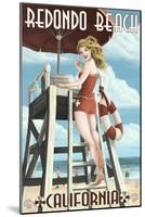 Redondo Beach, California - Lifeguard Pinup-Lantern Press-Mounted Art Print