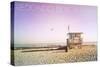 Redondo Beach, California - Lifeguard Shack Sunrise-Lantern Press-Stretched Canvas