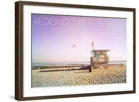 Redondo Beach, California - Lifeguard Shack Sunrise-Lantern Press-Framed Art Print