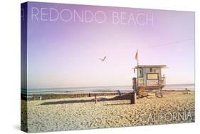 Redondo Beach, California - Lifeguard Shack Sunrise-Lantern Press-Stretched Canvas