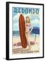 Redondo Beach, California - Pinup Surfer Girl-Lantern Press-Framed Art Print