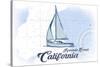 Redondo Beach, California - Sailboat - Blue - Coastal Icon-Lantern Press-Stretched Canvas