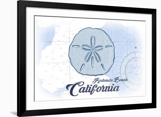 Redondo Beach, California - Sand Dollar - Blue - Coastal Icon-Lantern Press-Framed Premium Giclee Print