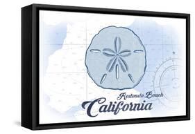 Redondo Beach, California - Sand Dollar - Blue - Coastal Icon-Lantern Press-Framed Stretched Canvas