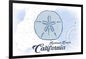 Redondo Beach, California - Sand Dollar - Blue - Coastal Icon-Lantern Press-Framed Art Print