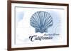 Redondo Beach, California - Scallop Shell - Blue - Coastal Icon-Lantern Press-Framed Art Print