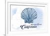 Redondo Beach, California - Scallop Shell - Blue - Coastal Icon-Lantern Press-Framed Premium Giclee Print