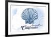 Redondo Beach, California - Scallop Shell - Blue - Coastal Icon-Lantern Press-Framed Premium Giclee Print