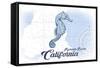 Redondo Beach, California - Seahorse - Blue - Coastal Icon-Lantern Press-Framed Stretched Canvas