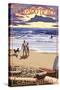 Redondo Beach, California - Sunset Beach Scene-Lantern Press-Stretched Canvas