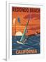 Redondo Beach, California - Wind Surfing-Lantern Press-Framed Art Print