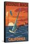 Redondo Beach, California - Wind Surfing-Lantern Press-Framed Stretched Canvas