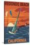 Redondo Beach, California - Wind Surfing-Lantern Press-Stretched Canvas