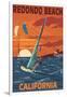 Redondo Beach, California - Wind Surfing-Lantern Press-Framed Art Print